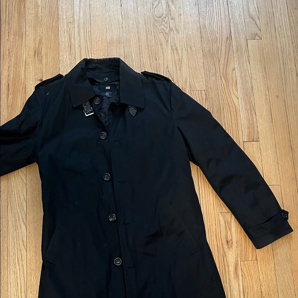 H&M men’s  Classic Black Trench Coat